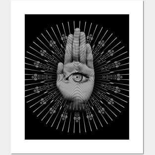 Spiritual 3rd Eye Hamsa Design B/W Posters and Art